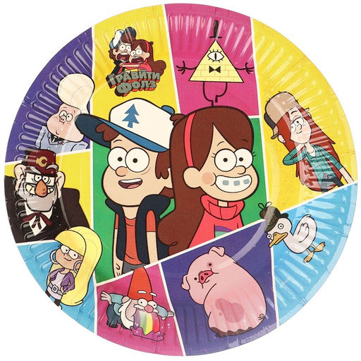 Цена за 10 шт. Тарелка бумажная, С Днём Рождения!, Гравити Фолз - Disney фото 7