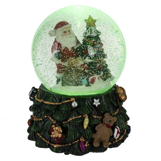 Фигурка декор в стекл шаре "Дед Мороз" ( подсв, муз, вьюга, AAAх3 н/п), D 10 см, L11 W11 H15 см