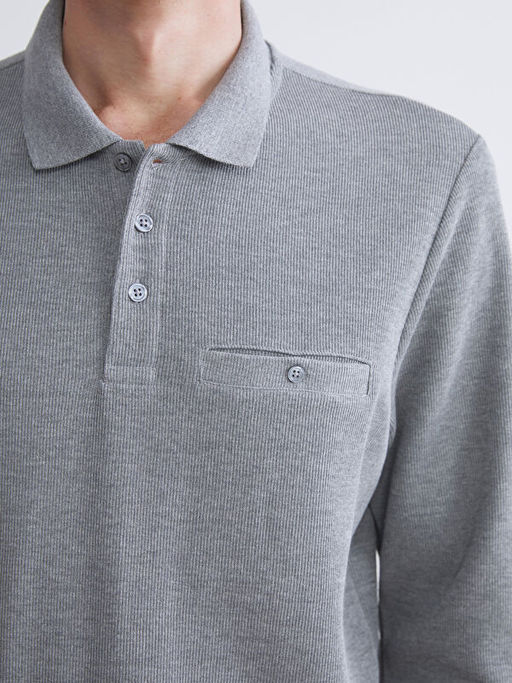 Polo Yaka Uzun Kollu Erkek Sweatshirt