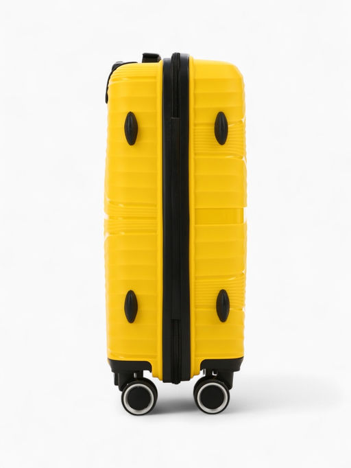 Чемодан на колёсах «Полосы», маленький 44 л (S), на молнии, кодовый замок, 4 колеса, жёлтый
