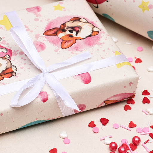 Цена за 2 шт. Бумага упаковочная, крафт Я тебя люблю, 70?100 см, 1 лист