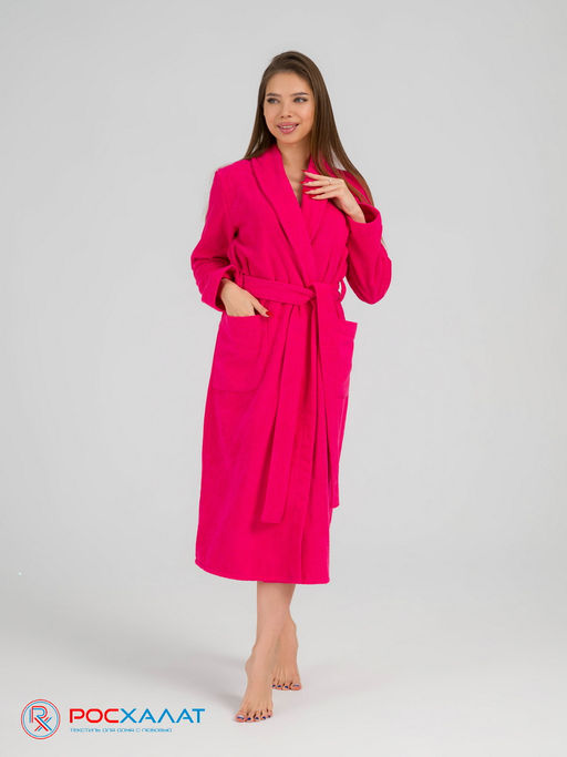 Женский махровый халат с шалькой малиновый МЗ-02 (26) - Росхалат фото 3