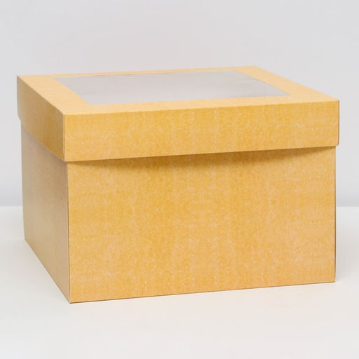 Цена за 5 шт. Коробка подарочная складная, упаковка, крышка - дно, с окном, крафт, 30×30×20 см