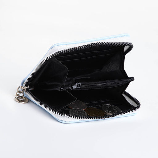 Кошелёк на молнии, отдел для карт, для монет, голубой