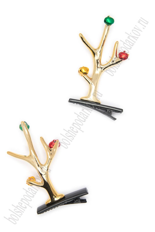 Новогодние заколки Рожки (1 пара) SF-7562, золото №11 - Больше подарков фото 5