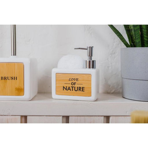 Дозатор для моющего средства с подставкой для губки SAVANNA Природа, 450 мл, цвет белый