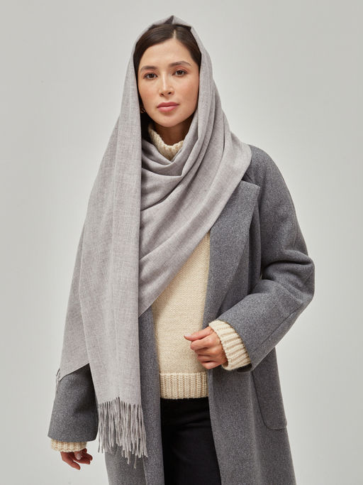 в составе шерсть Большой, мягкий, теплый двусторонний однотонный палантин - Tantino фото 6