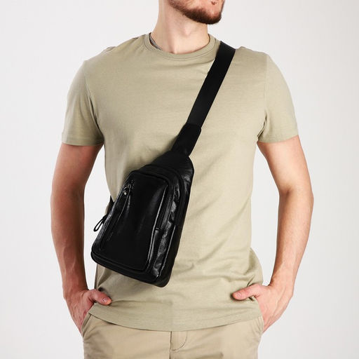 Сумка слинг мужская, искусственная кожа, цвет чёрный - Simaland фото 2