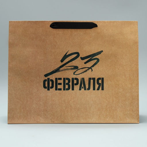 Цена за 2 шт. Пакет подарочный крафтовый, упаковка, С 23 февраля, L 40?31?11.5 см