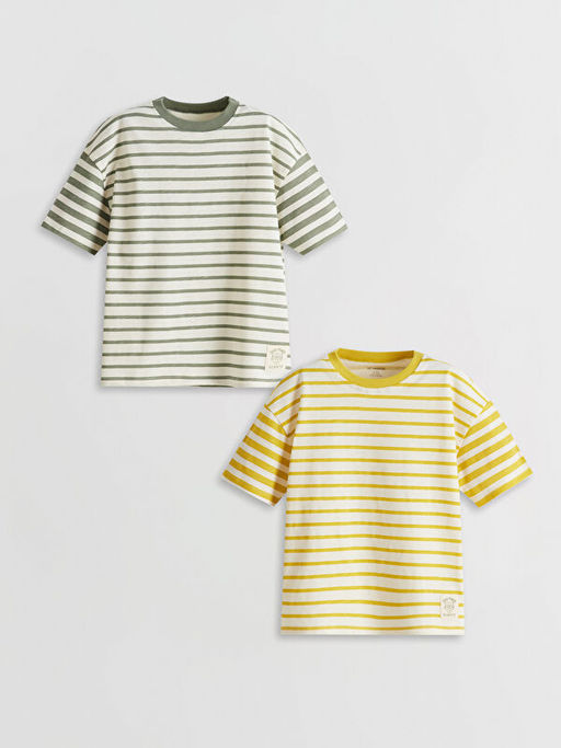 Bisiklet Yaka ?izgili Erkek ?ocuk Ti??rt 2li