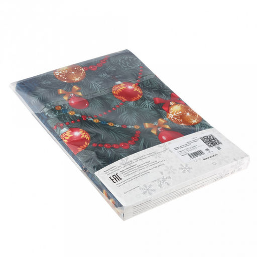 Скатерть 180х145см "Новый-Новый год", длина стола до 140см, на 6 персон, рогожка 176/м2, хлопок 100%, упаковка классическая 28х41см, "Домашняя мода" (Россия)