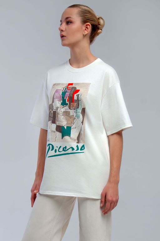 Арт. 31124 Футболка женская оверсайз 44-52 (5 шт) Цвет:молочный - Калинка фото 8