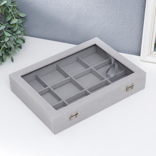 Шкатулка для браслетов «Серый туман», бархат, 5×20×28 см