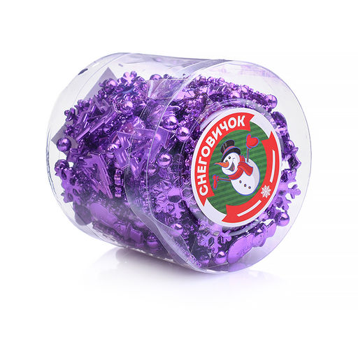 Новогоднее украшение "Бусы" 5м, сиреневые, в банке