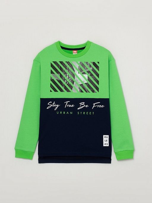 CRB wear/CWJB 62910-37-293 Джемпер модель "свитшот" для мальчика, зеленый-темно-синий/Ex.Cherubino