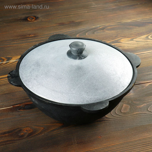 УЦЕНКА Казан чугунный, 3.5 л, плоское дно, нет крышки