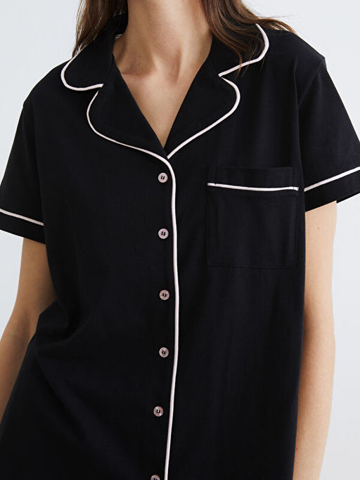 G?mlek Yaka Kad?n Pijama Tak?m?