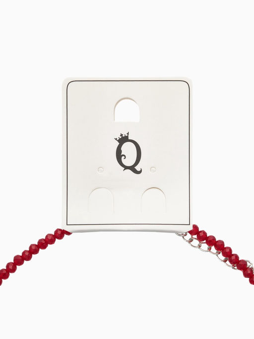 Чокер из бисера «Хрусталь» сердце, красный в серебре, 36 см + 5 см доп, цепочка